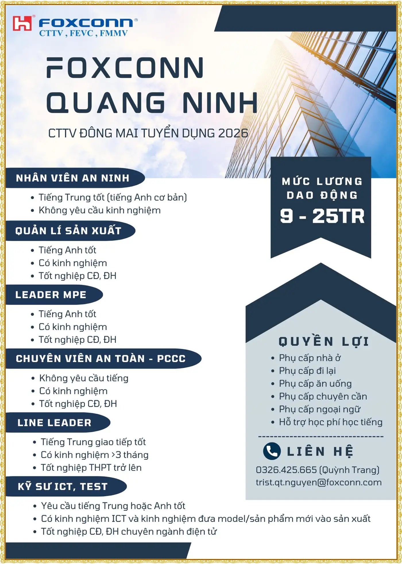 Quảng Ninh tuyển Quản lý xản xuất