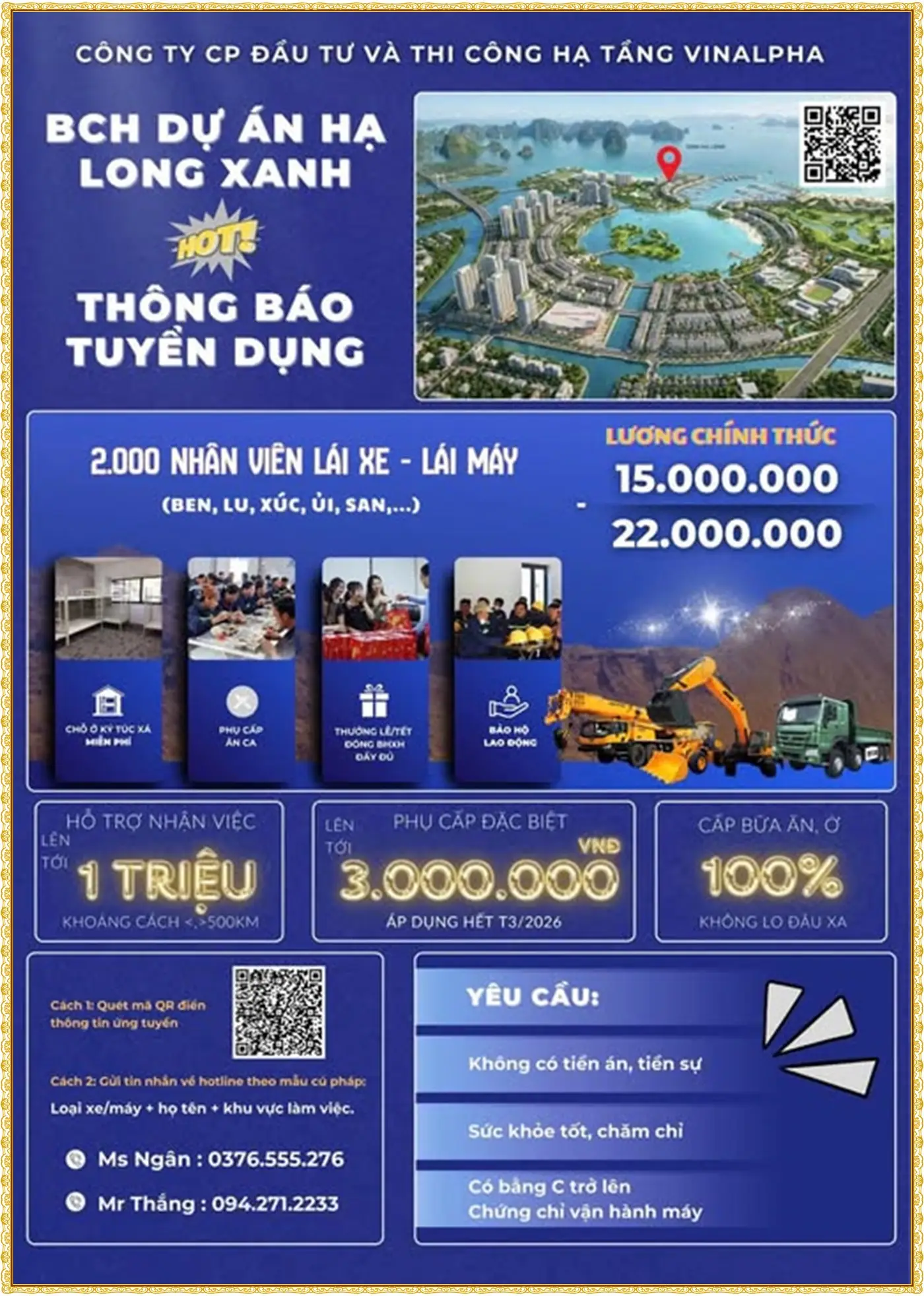 Quảng Ninh tuyển 2000 láy xe, lái máy lu, máy xúc, máy ủi, san